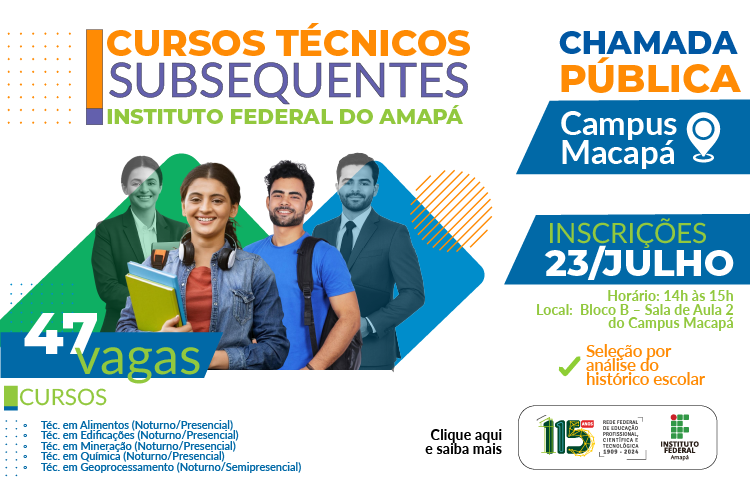 Chamada Pública oferta vagas para cursos subsequente